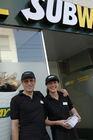 Foto: Herr und Frau Koch, Geschäftsleiter von Subway Zürich
Grand Opening des ersten Subway Restaurants in der Sihlstrasse 99 in Zürich durch die Geschäftsführerin  Brigitta Koch. (C) Fotodienst/Tabea Vogel. 