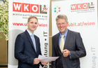  (c) fotodienst/Anna Rauchenberger - Wien, am 11.10.2011 -  Die Fachgruppe UBIT (Unternehmensberatung und IT) beauftragte die Alpen Adria Universität Klagenfurt mit einer Studie über die gesamtwirtschaftlichen Effekte, die vom Software- und IT-Sektor auf die Gesamtwirtschaft ausgehen. Die aktuellen Daten bestätigen der IT einen wesentlichen Stellenwert als Generator und Stimulator der österreichischen Wertschöpfung. FOTO v.l. Ao. Univ.Prof. MMag. Dr. Gottfried Haber, Institut für Volkswirtschaftslehre, Alpen Adria Universität Klagenfurt, KommR Robert Bodenstein, Obmann der Fachgruppe UBIT (Unternehmensberatung und Informationstechnologie), WKW: