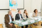  (c) fotodienst / Anna Rauchenberger - Wien, am 06.10.2015 – PK Frauen in der Technik in Österreich: Leichter Aufschwung – fehlende Dynamik. „Technolution“ zeigt Role Models. FOTO v.l.: MR Univ.Doz. Dr. Gerhard Pfeisinger, Leiter der Abteilung für Wissenschaftsvermittlung, BMWFW, FH-Prof. DI Dr. Fritz Schmöllebeck, Rektor FH Technikum Wien, Angelika Droisner, FIT Botschafterin und freie Mitarbeiterin im Büro für Gleichstellung und Frauenförderung, TU Graz, Carina Felzmann, Cox Orange Marketing und PR und Veranstalterin des Technolution Herbstkongresses: