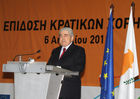 (C)fotodienst/Katia Christodoulou; Bild: President of the Republic, Mr Demetris Christofias. Im Rahmen des European Year of Volunteering (EYV) macht die EYV-Tour 2011 vom 4. bis zum 6. April 2011 Station in Nicosa, Zypern. Heute kommt auch der President der Republik, Mr Demetris Christofias um allen Volunteeren zu ihrer Arbeit zu gratulieren. 