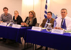 George Kaminis Mayor of Athens  (2 R), Louka Katseli (3R) , Minister  of Labour and Social Insurances, Anna Dalara (4 R) deputy Minister of Labour and Social Insurances, Yiannos Livanos (L) General Secretary for Youth,  Argiris Peroulakis ( R)  head of sector of Communication Partnership and Relays , 