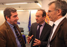 George Kaminis Mayor of Athens  (L) , Leonidas Antonakopoulos head of Information Office of European Parliament in Greece (C), Argiris Peroulakis head of sector of Communication Partnership and Relays 