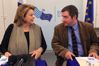 George Kaminis Mayor of Athens  (R), Louka Katseli , Minister  of Labour and Social Insurances (L)