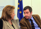 George Kaminis Mayor of Athens  (L), Louka Katseli , Minister  of Labour and Social Insurances (R)