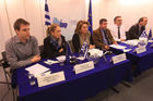 George Kaminis Mayor of Athens  (3 R), Louka Katseli (4R) , Minister  of Labour and Social Insurances, Anna Dalara (5 R) deputy Minister of Labour and Social Insurances, Yiannos Livanos (L) General Secretary for Youth,  Argiris Peroulakis (2 R)  head of sector of Communication Partnership and Relays , Leonidas Antonakopoulos (L)  head of Information Office of European Parliament in Greece 