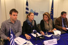 George Kaminis Mayor of Athens  (R), Louka Katseli (2R) , Minister  of Labour and Social Insurances, Anna Dalara (3R) deputy Minister of Labour and Social Insurances, Yiannos Livanos (L) General Secretary for Youth 