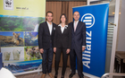 Allianz und WWF starten nachhaltigen Finanzmarkt in Österreich. Im Bild (v.l.n.r.): Armand Colard, Leiter des Bereichs Sustainable Finance bei WWF Österreich; WWF-Österreich-Chefin Andrea Johanides; Wolfram Littich, CEO Allianz Österreich