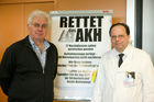 Sparpläne des Rektors der MUW Mediziner sind zu Kampfmaßnahmen entschlossen.Betriebsversammlung.(C) fotodienst, Martina Draper.Foto:vlnr: Dr. Ingwald Strasser, stellvertretender Vorsitzender, Dr. Thomas Szekeres, Vorsitzender des Betriebsrates.: