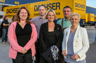 04.05.2013, Fa. Dachser, Hoersching, Dachser Mai Feier, im Bild: Gundolf Beatrice, Kazanis Daniel, Mayrhofer Isabelle mit den Herren Riedler und Hofer, Presetext © 2013, PhotoCredit Pressetext/ Roland Hackl: