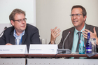 Podiumsdiskussion: Von ethischen Richtlinien und ehrbaren Kaufleuten. Im Bild: v.l.n.r. Kay Bommer, DIRK - Deutscher Investor Relations Verband und Daniel Schmid, SAP AG?