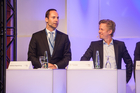 Podiumsdiskussion: Die Rolle moderner IR im Zusammenwirken mit Vorstand und Aufsichtsrat. Im Bild: v.l.n.r. Andreas Hagenbring, Deutsche Lufthansa AG und Kai Panitzki, FinLab AG