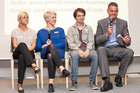 Im Bild v.l.n.r.: Irene Kothbauer, Senior Sales Manager Carlson Wagonlit Travel; Katharina Ehrenmüller, Managing Partner NEA Design; Paul Bulencea, Co-Author „Gamification in Tourism“; Markus Grasel, Facility & Resource Management, Manager Internal Maintenance/Travel Management, A1 Telekom Austria AG