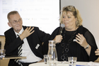 (c) www.fotodienst.at / Anna Rauchenberger – Wien, 04.10.2018 - Travel Industry Club Austria Diskussion zu Beschäftigungsprognosen. Im Bild: Travel Industry Club Austria Präsident Harald Hafner und Eva Buzzi von ÖBB Rail Tours.