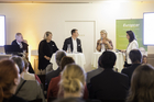 (c) www.fotodienst.at / Anna Rauchenberger – Wien, 04.10.2018 - Travel Industry Club Austria Diskussion zu Beschäftigungsprognosen: v.l.n.r. Harald Hafner (Travel Industry Club Austria), Eva Buzzi (ÖBB Rail Tours), Berend Tusch (vida), Michaela Reitterer (ÖHV), Angela Pengl-Böhm.