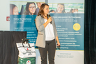 Fünf Unternehmen traten am 25. September 2019 im Wiener Modul zum Pitch im Rahmen der zweiten Travel Industry Start-up Night 2019 an. Im Bild: FashionTouri-Betreiberin Ronja Scherzinger.