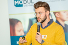 Fünf Unternehmen traten am 25. September 2019 im Wiener Modul zum Pitch im Rahmen der zweiten Travel Industry Start-up Night 2019 an. Im Bild: Triply-Geschäftsführer Sebastian Tanzer.