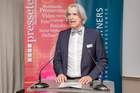 Im Wiener Palais Hansen Kinski feierte die Viktor Kaplan Gesellschaft am 7. November 2020 den 100. Jahrestag der Erstinstallation einer Kaplan-Turbine. Im Bild: Symposium-Organisator Dr. Wilfried Seywald.