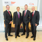 (c) fotodienst / Anna Rauchenberger - Wien, am 21.09.2015 - Follow Me! Nachfolgebörse für Versicherungsmakler und Informationskampagne des Österreichischen Versicherungsmaklerrings ÖVM, FOTO vlnr.: Ing. Herbert Brunner (Steuerberater), RA Mag. Bernd Trappmaier (Wirtschaftsanwalt), Christian Brandstätter (Unternehmensberater), Mag. Alexander Meixner (ÖVM-Vizepräsident).