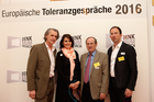 Zum Auftakt der Europäischen Toleranzgespräche 2016 lud der Kärntner Landeshauptmann Peter Kaiser die Teilnehmer zu einem Empfang ins Parkhotel Villach. Im Bild: Organisationsteam Wilfried Seywald, Doris Weinelt, Albrecht Seyfried und Peter Nageler.