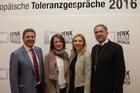 Zum Auftakt der Europäischen Toleranzgespräche 2016 lud der Kärntner Landeshauptmann Peter Kaiser die Teilnehmer zu einem Empfang ins Parkhotel Villach. Im Bild: Bürgermeister Günther Albel, Monika Seywald, Birgit Perkounig (TPA Horwath) und Superintendent Manfred Sauer.