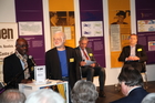 Der erste Nachmittag der Europäischen Toleranzgespräche 2016 im Kärntner Bergdorf Fresach war den Folgen und Kosten des Klimawandels gewidmet. Im Bild: Chibo Onyeji, Helmuth A. Niederle, Peter Fritz (ORF), Prof. Reinhard Merkel.