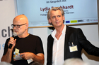 Europäische Toleranzgespräche, Eröffnungstag am 6. Juni 2019 im Kärntner Bergdorf Fresach. Im Bild: Toleranzgespräche-Organisator Wilfried Seywald mit PEN-Vizepräsident Harald Kollegger.