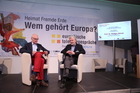 Europäische Toleranzgespräche, Eröffnungstag am 6. Juni 2019 im Kärntner Bergdorf Fresach. Im Bild Moderator Claus Reitan mit Literaturwissenschafter Rüdiger Görner.