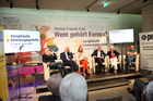 Der Wirtschatsforum der Europäischen Toleranzgespräche in Fresach befasste sich mit den Themen Ausverkauf von Grund und Boden die Folgen, Abwanderung und Digitalisierung als Chance für die Region. Im Bild v.l.n.r. Kulturanthropologe Michael Zinganel, Landtagspräsident Reinhart Rohr, ORF-Moderatorin Sonja Sagmeister, Hagelversicherung-CEO Kurt Weinberger, Sozialwissenschafterin Brigitte Kratzwald, Blogger und Steuerberater Johann Neuner.