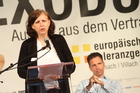 Lesung, Diskussion und Verleihung des Europäischen Toleranzpreises 2020 für Demokratie und Menschenrechte des Österreichischen PEN-Club und der Stadt Villach. Im Bild: Clementine Skorpil, Mario Keszner.
