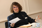 Das Programm der Europäischen Toleranzgespräche 2023 wurde am Dienstag 28. Februar im Spiegelsaal der Landesregierung in Klagenfurt vorgestellt. Im Bild: Gabriele Russwurm-Biró, Präsidentin des Kärntner SchriftstellerInnen Verbands.