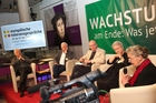 Europaforum der Toleranzgespräche am 25. Mai 2023. Im Bild v.l.n.r. Kuratoriumspräsident Hannes Swoboda, Franz Alt, Moderator Claus Reitan, Nachhaltigkeitsforscherin Christine Ax und Theologin Barbara Rauchwarter.