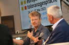 Europaforum der Toleranzgespräche am 25. Mai 2023. Im Bild: Gemeinwohl-Experte Christian Felber, ORF-Moderator Peter Fritz.