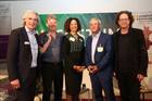 Europaforum der Toleranzgespräche am 25. Mai 2023. Im Bild: Wilfried Seywald, Gemeinwohl-Experte Christian Felber, ORF-Moderator Peter Fritz, Afrika-Expertin Tara Méité, Roland Gruber.