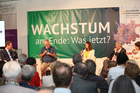 Wirtschaftsforum der Toleranzgespräche im Kärntner Bergdorf Fresach am 26. Mai 2023. Im Bild v.l.n.r. Kelag Vorstand Reinhard Draxler, Investor Hans Albrecht, Moderatorin Sonja Sagmeister, Landeshauptmann Peter Kaiser, FFG-Förderexpertin Isabel Höglinger.