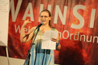 Poetry Slam 2025 Fresach zum Abschluss der Toleranzgespräche. Im Bild: Trisha Radda.