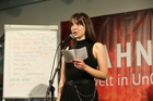 Poetry Slam 2025 Fresach zum Abschluss der Toleranzgespräche. Im Bild: Nathalie Friedrich.