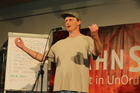 Poetry Slam 2025 Fresach zum Abschluss der Toleranzgespräche. Im Bild: DaWastl.