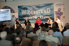 Europaforum Fresach. Im Bild v.l.n.r. die Ingeborg Bachmann-Kennerinnen Simone Schönett, Ines-Katharina Knoll, Claudia Herzmansky, Irene Fussl und Barbara Frank vom ORF Kärnten.