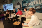 Europaforum Fresach. Im Bild v.l.n.r. die Ingeborg Bachmann-Kennerinnen Simone Schönett, Ines-Katharina Knoll, Claudia Herzmansky, Irene Fussl und Barbara Frank vom ORF Kärnten.
